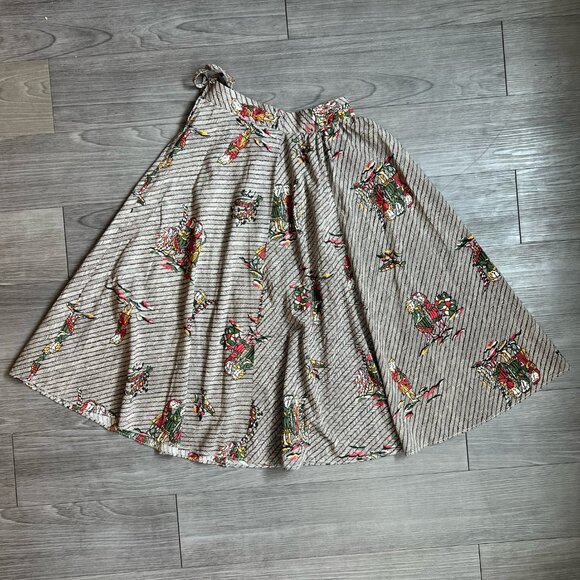 Vintage 70s Brown Striped A Line Faux Wrap Skirt Autumnal Size XS - Picture 5 of 6